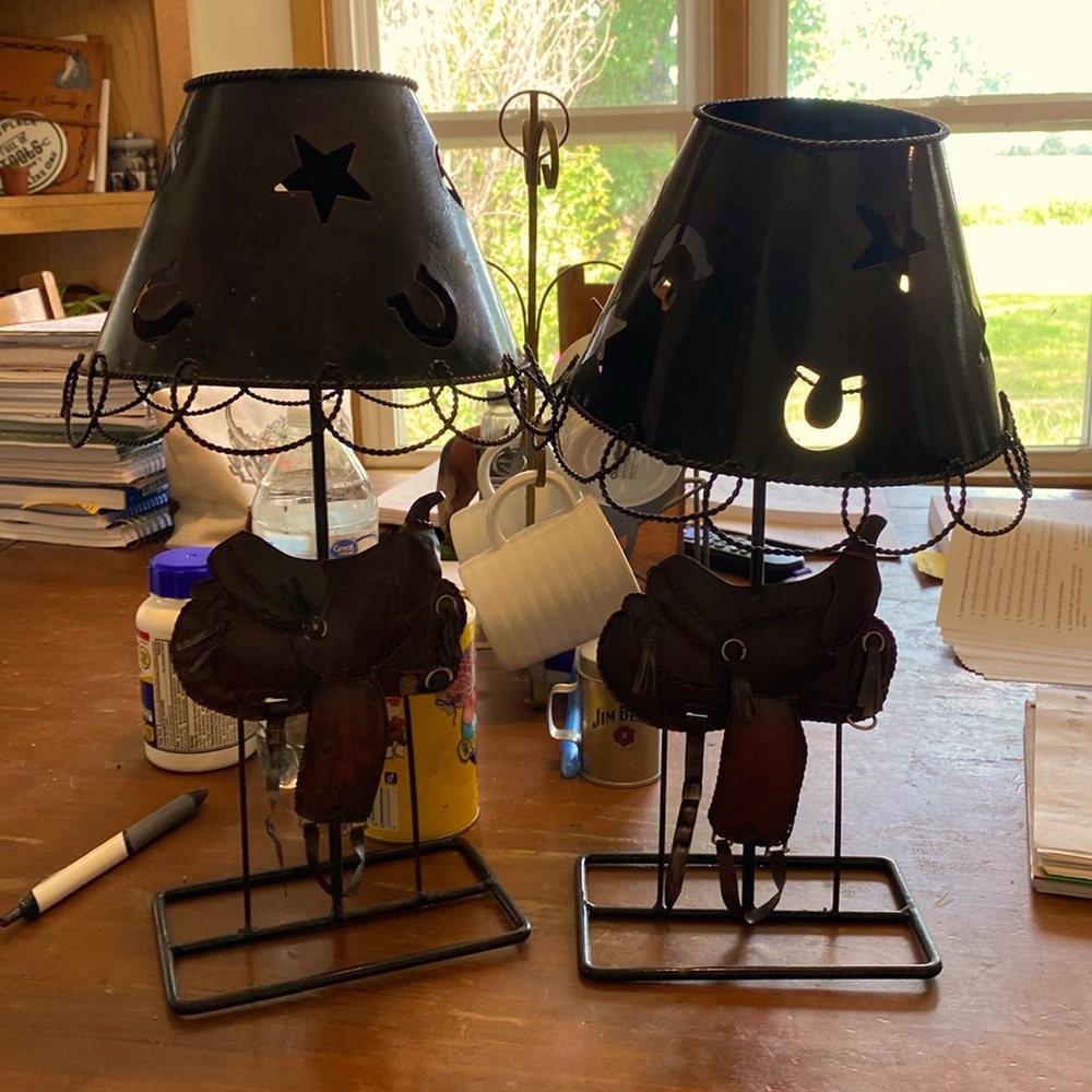 Pair of saddle candle holders never been used just stored away